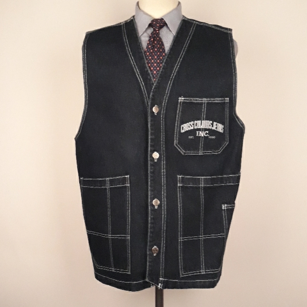 CROSS COLOURS Vtg Sz 2 /‎ XXL Mens Demin Jean Streetwear Vest